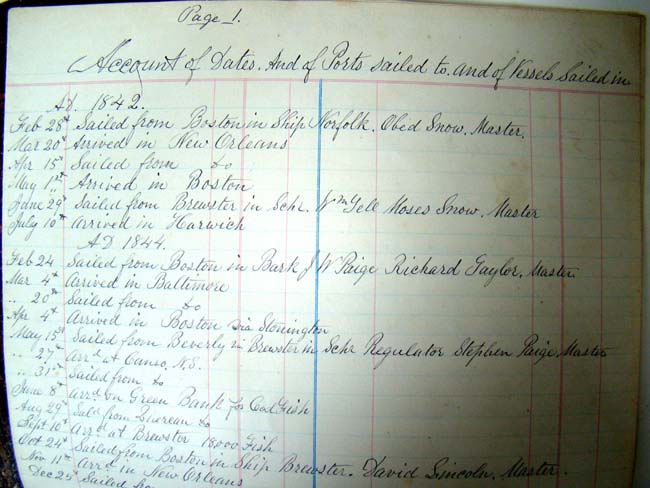 A collection of Ships' papers, etc., relating to Cape Cod Sea Captain Freeman Snow of Brewster — image 6